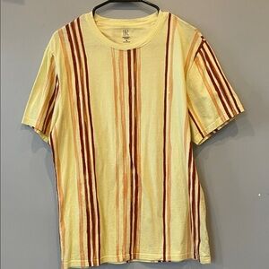 INC International Concepts Men's Yellow and Red Striped Tee retro vibes